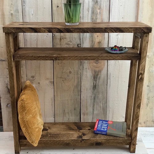 Rustic Hall Table Console Table Side Table Solid Wood Dark Etsy