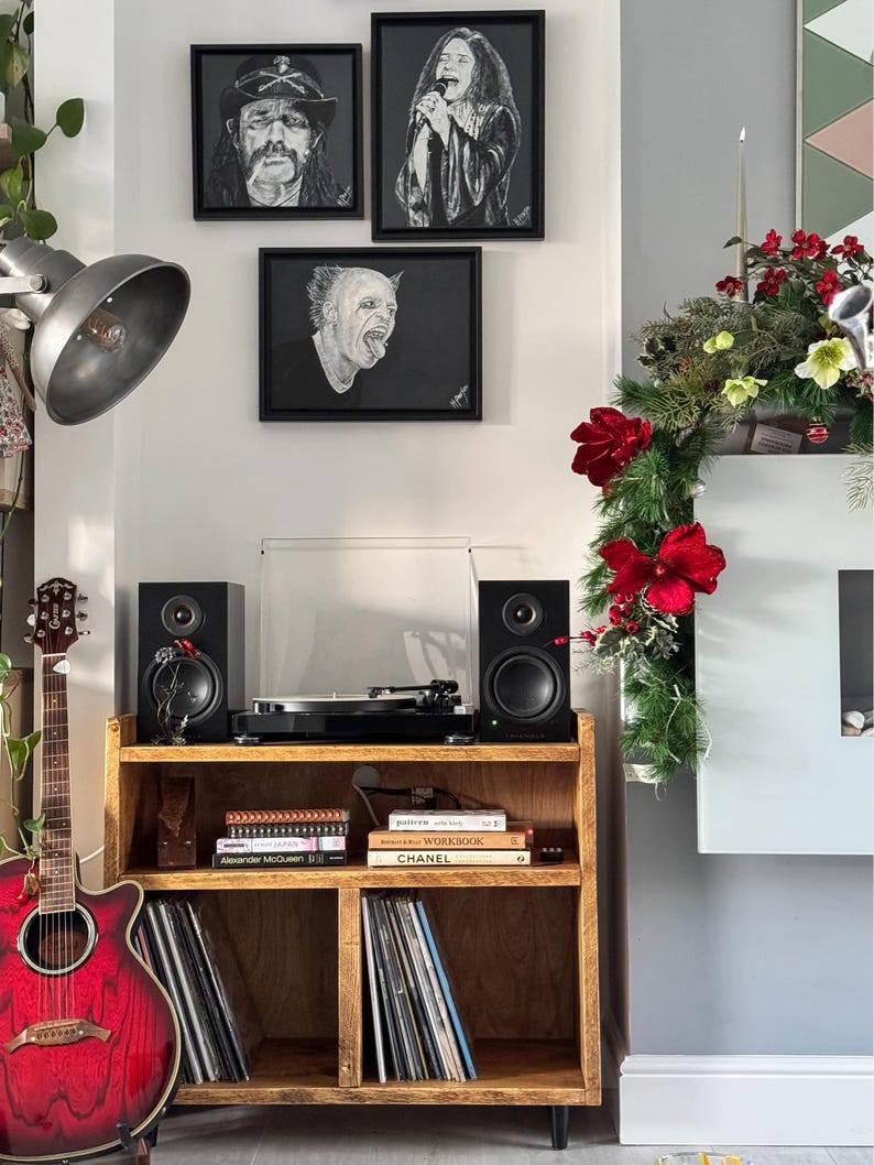 The Revolution - Rustic Pine Vinyl Record and Turntable storage unit image 6