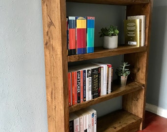 Rustic Reclaimed Bookcase - Chunky Pine Shelving Unit (Oak / Walnut available)