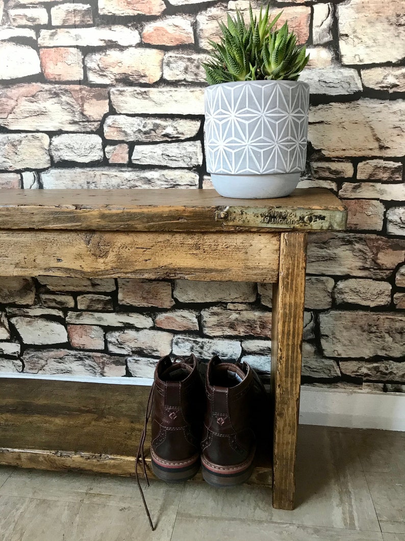 Rustic Reclaimed Hall Bench Shoe Rack Etsy