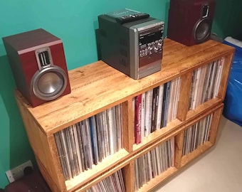 Vinyl Record Storage Cube Unit - Pine or Oak