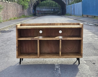 Rustic Pine Vinyl Record Storage Cabinet: Turntable Stand - The Revolution
