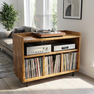 The Revolution - Rustic Pine Vinyl Record and Turntable storage unit