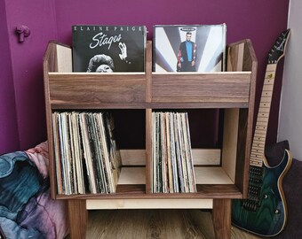 Hardwood Vinyl Record Storage: Walnut & Maple Sifting Unit