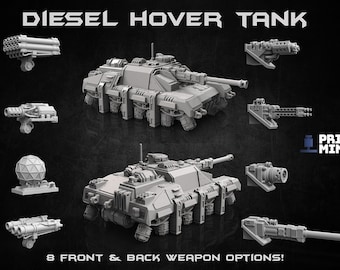 Huntsman Diesel Hover Tank 3D Printed For Tabletop RPGs And Wargaming