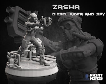 Zasha Diesel Rider Spy Dieselpunk Sci-Fi 3D Printed For Tabletop RPGs