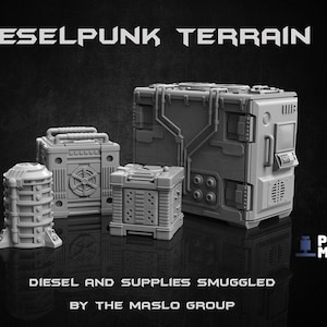 Dieselpunk Sci-Fi Terrain 3D Printed For Tabletop RPGs And Wargaming