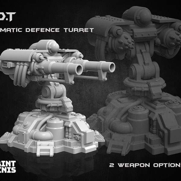 Automatic Defense Turret Sci-Fi Dieselpunk 3D Printed For Tabletop RPGs