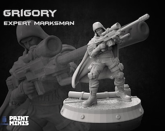 Grigory Sci-Fi Dieselpunk Sniper 3D Printed For Tabletop RPGs
