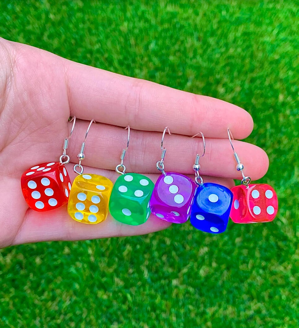 Colourful Dice Earrings Etsy Australia