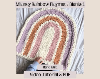 Videotutorial completo / TEJIDO A DEDOS / Manta arcoíris original de Milaney / Tapete de juego / Tejidos de nubes acogedores