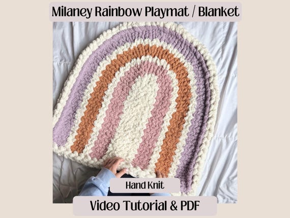 Full Video Tutorial / FINGER KNITTING / The Original Milaney Rainbow Blanket / Playmat / Cozy Cloud Knits
