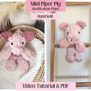 MINI PIPER PIG / Piglet / Full Video Tutorial / Finger Knit Pig Snuggler / Finger Knit Pig / Chunky Knit Pig / Hand Knit / Cozy Cloud Knits