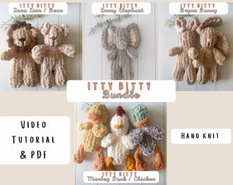 ITTY BITTY BUNDLE / Lion / Bear / Bunny / Elephant / Duck / Chicken / Chunky knit / Finger Knit / Cozy Cloud Knits