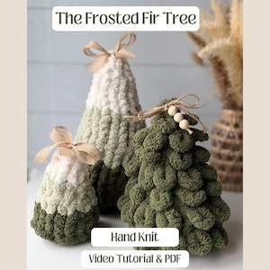 Finger knit Christmas Tree pattern & FULL VIDEO TUTORIAL | 2 in 1 | Chunky Hand  Knit Holiday Tree | Frosted Fir Tree | Cozy Cloud Knits