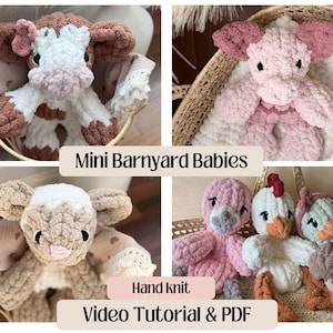 MINI BARNYARD BABIES / Full Videos / Animal Snugglers / Finger Knit Cow, Pig, Lamb, Chicken, Duck, Highland/ Hand Knit / Cozy Cloud Knits