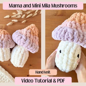 MILA MUSHROOMS / Mama and Mini size / Full Video Tutorial / Finger Knit Mushroom / Finger Knit / Chunky Knit Mushrooms / Cozy Cloud Knits