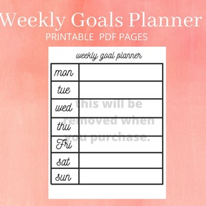 Weekly Goal Planner | Printable PDF