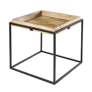 Coffee table, side table, living room table, wood and black metal