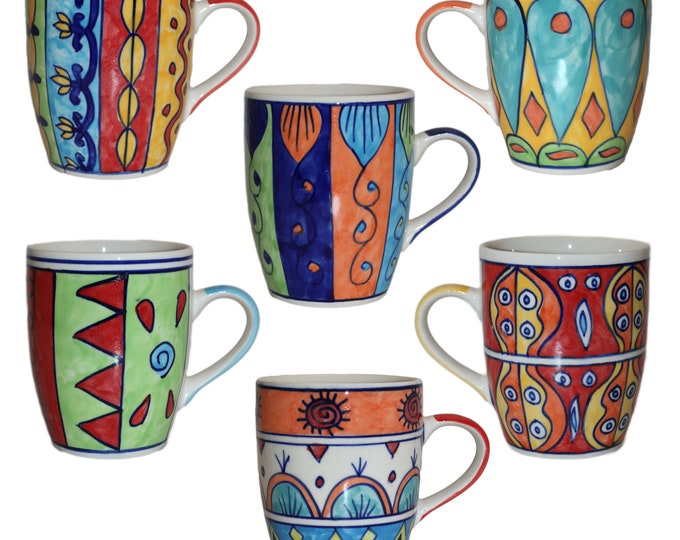 Koffiekopje met de hand beschilderd kleurrijk keramiek set