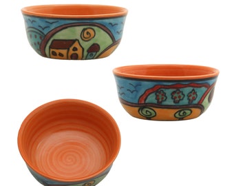 Dip bowl set/3 ceramic hand-painted bowl for snacks, dips