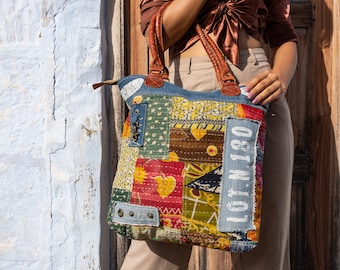 Schultertasche Patchwork bunt