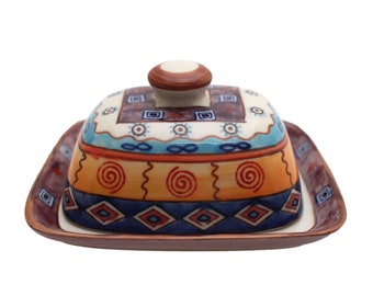 Butterdish handmade ceramic, colorful design