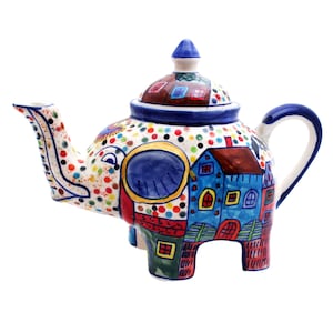 Teapot elephant ceramic hand-painted