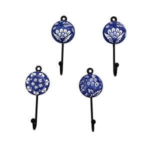 Wall hooks with hand-painted ceramic for kitchen, bathroom, wardrobe..