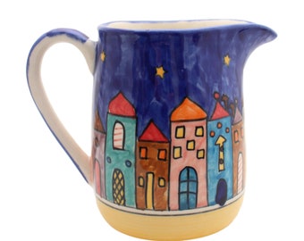 Hand-painted, colorful ceramic jug