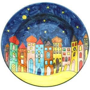 Soup plate, plate colourful, deep plate, handpainted, Ø25cm