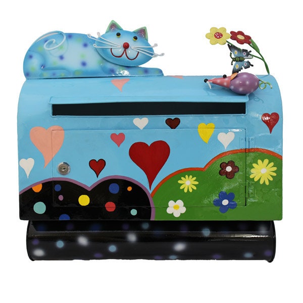 Mailbox with cat, imaginative, colorful