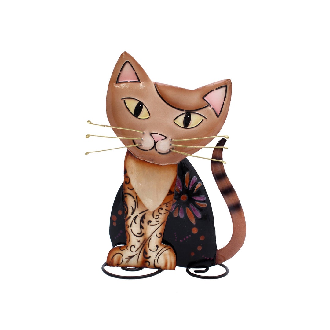 Decorative Cat Figure Made of Sheet Metal With Mother-of-pearl Inlays ...