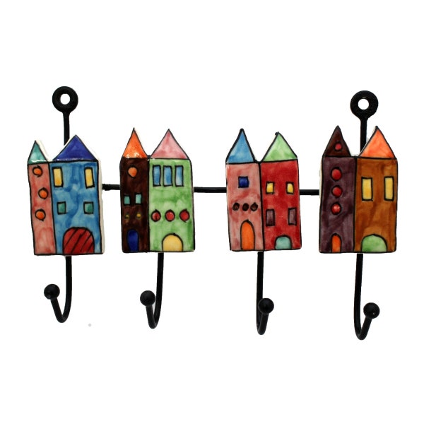 Hook rack hook board with hand-painted ceramic part house design wardrobe wall hook towel hook