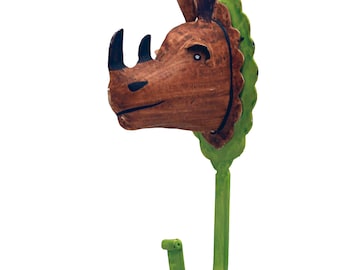 Wall hook animal motif, coat rack for children's room, rhino, giraffe, pig