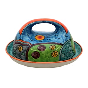 ceramic butter dish, handpainted, dishwasher safe