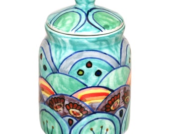 Ceramic sugar bowl, colorful, hand painted