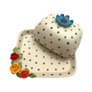 Butter Dish Hand Painted with Colourful flower