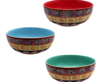 Salad bowl colourful ceramic handpainted