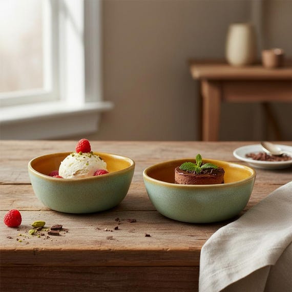 Kleine Dessert Schälchen Set/2 türkis studiopottery