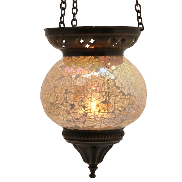 Lampe suspendue en mosaïque faite à la main en mosaïque de verre avec photophore taille M