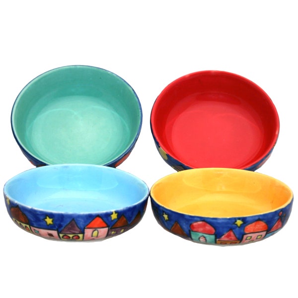 Dip bowl set/4 keramische handgeschilderde kom voor snacks, dips