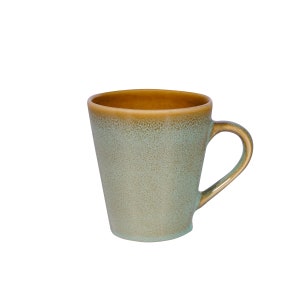 XL ceramic coffee mug set/2, green turquoise, studio pottery handmade, dishwasher safe, 500ml