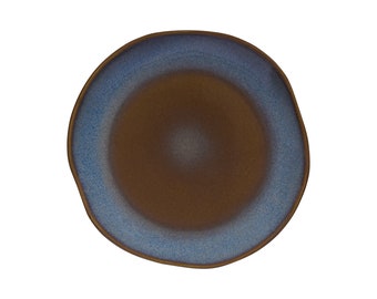 Teller geschwungen studiopottery blau Set/2 | Ø20cm