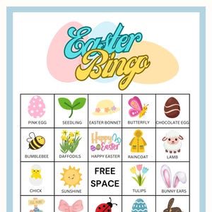 Juego de bingo de Pascua para niños / 20 tarjetas de bingo / Juego de bingo de primavera / Actividad de Pascua / Juego de fiesta de Pascua para niños / Actividad de Pascua para el aula