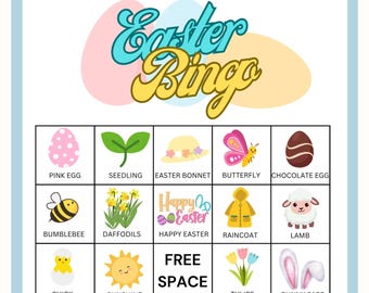 Easter Bingo Game For Kids | 20 Bingo Cards | Spring Bingo Game | Easter Activity | Kids Easter Party Game| Easter Classroom Activity