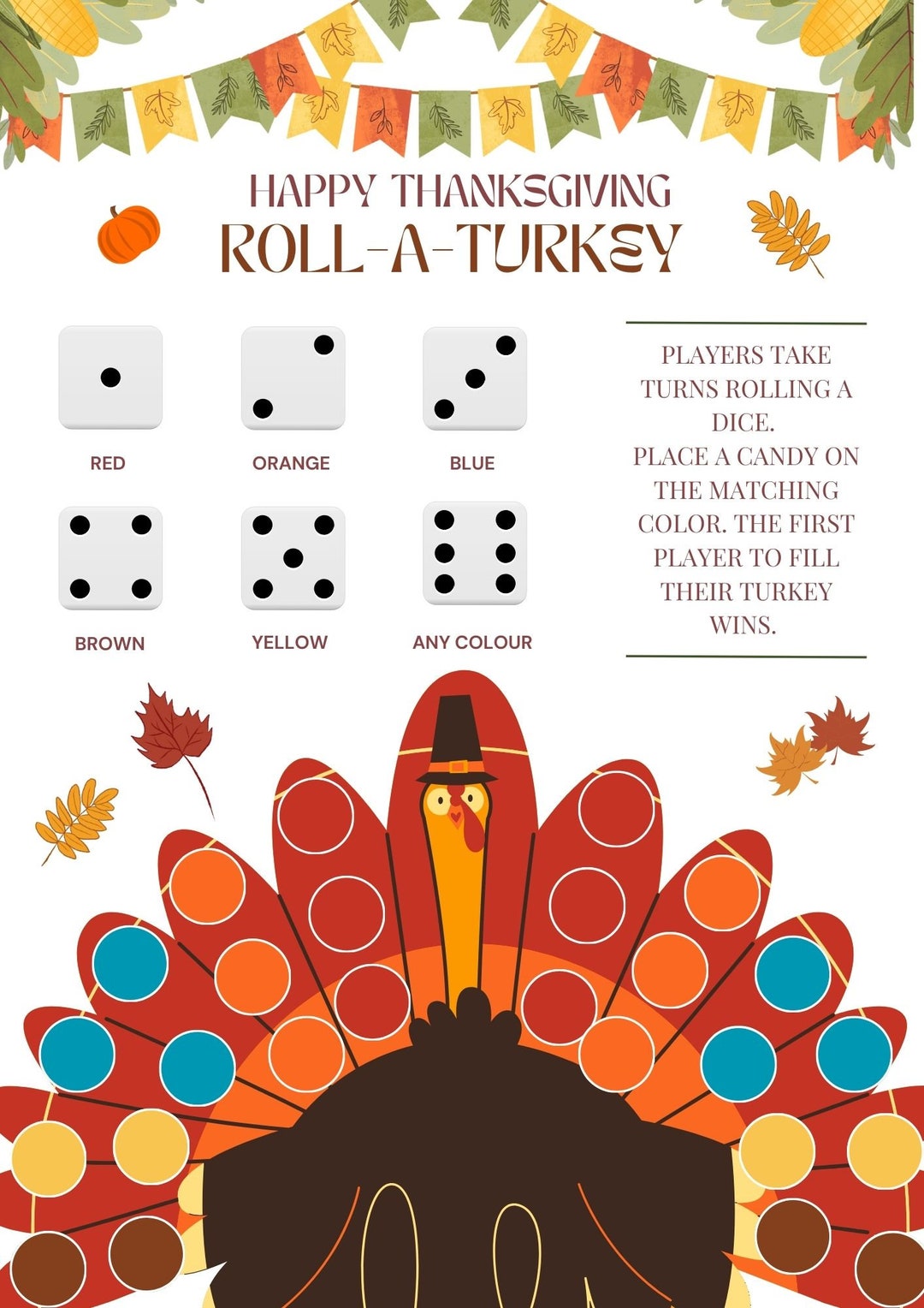 Roll A Turkey Dice Game Printable - Il 1080xN.5548514721 Kpzw 