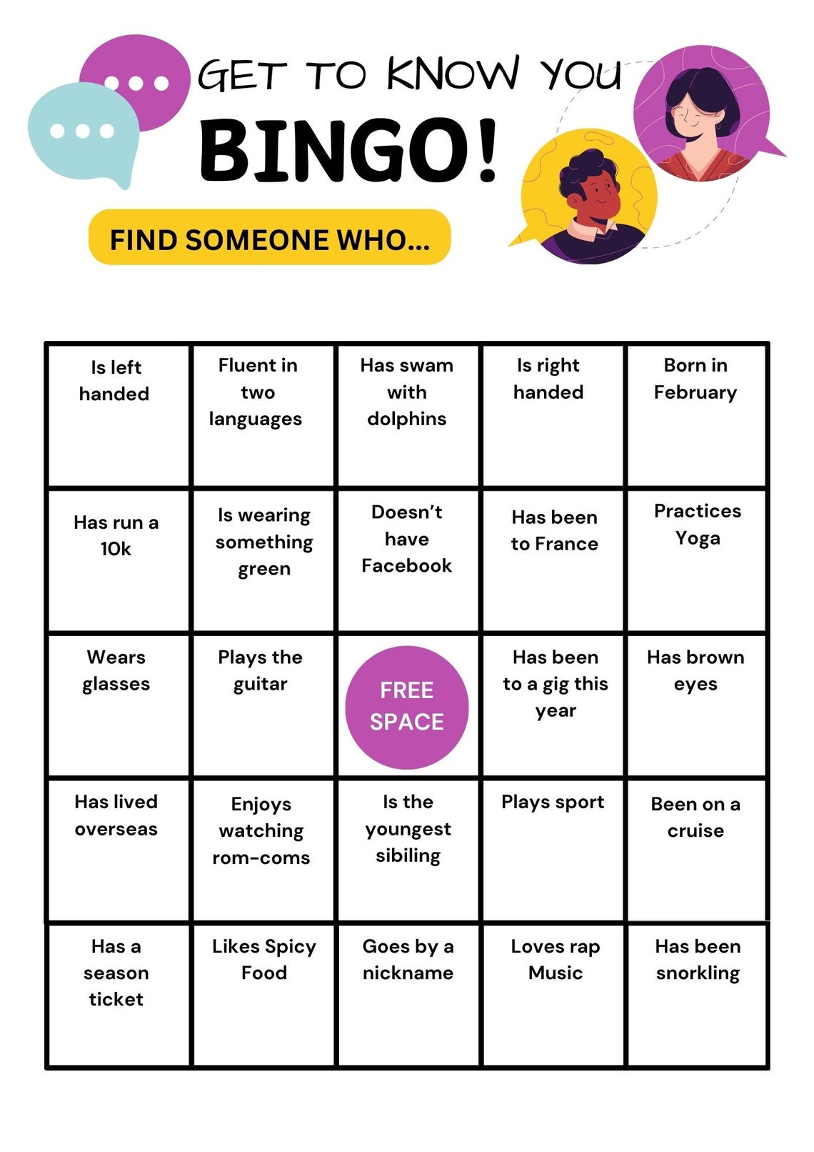 Get to Know You Bingo, 10 Human Bingo Cards, Icebreaker Office Party ...