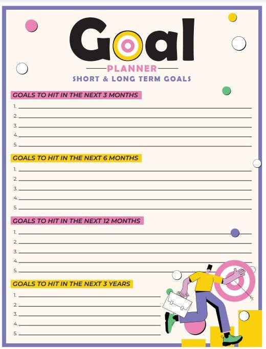 Short Term Goal Setting Worksheet Organize Your Goals By Writing Them