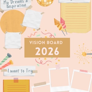 2026 Vision Board Template: New Year's Resolution, Goal Planner (Digital Download)